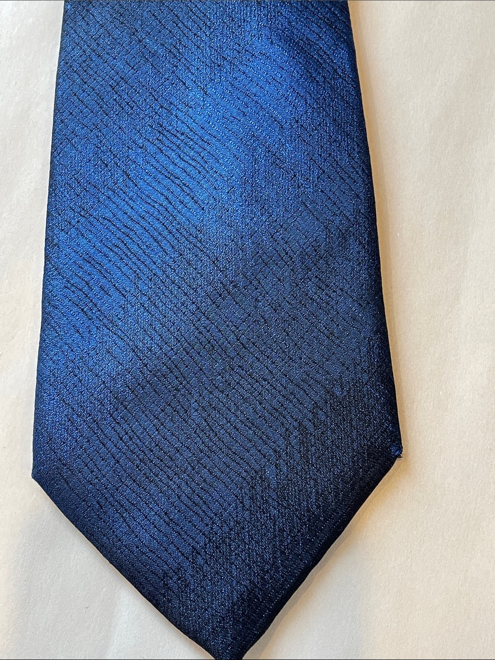 Barcelino necktie Men's Navy Blue Textured Silk Tie - Classic Formal Accessory
